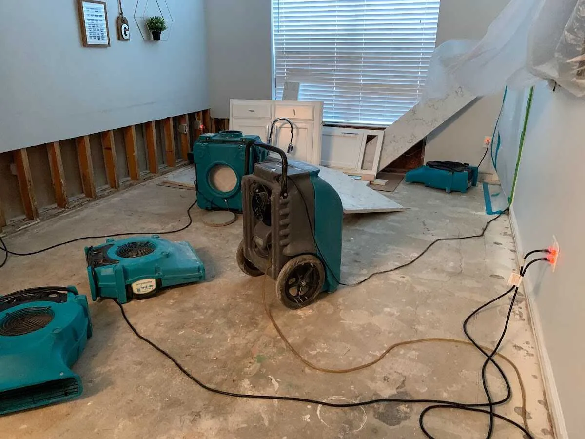 Dehumidifier in flood-cut room for Water Damage Restoration in Lititz